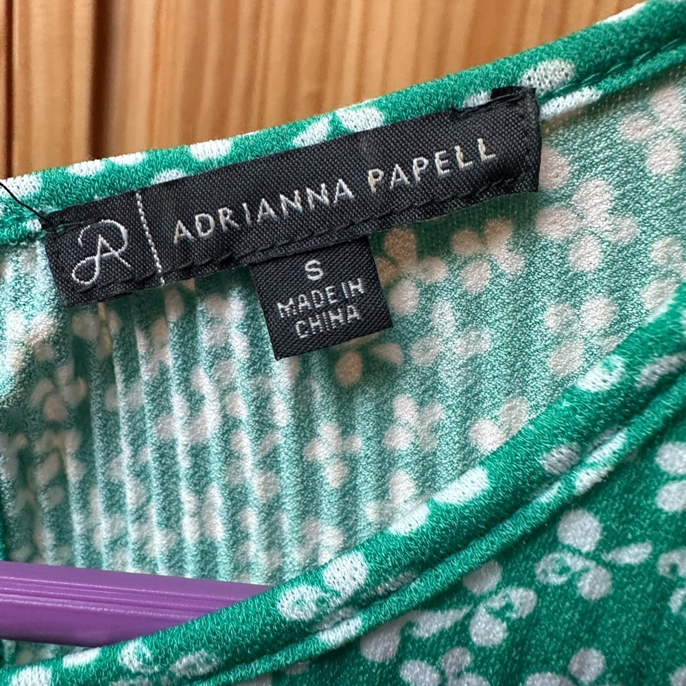 Adrianna Papell Green Floral Blouse - Picture 2 of 6